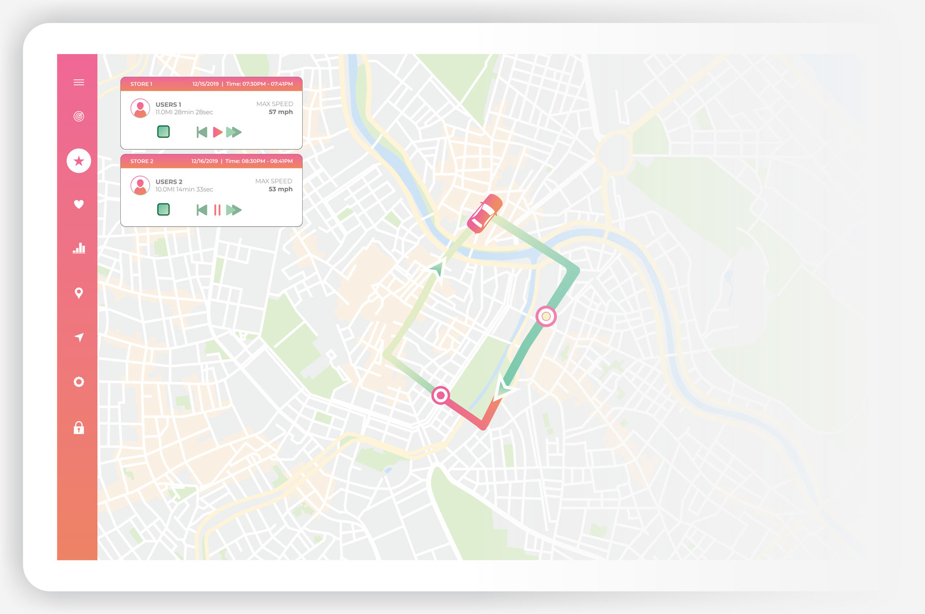 Drivosity application mockups